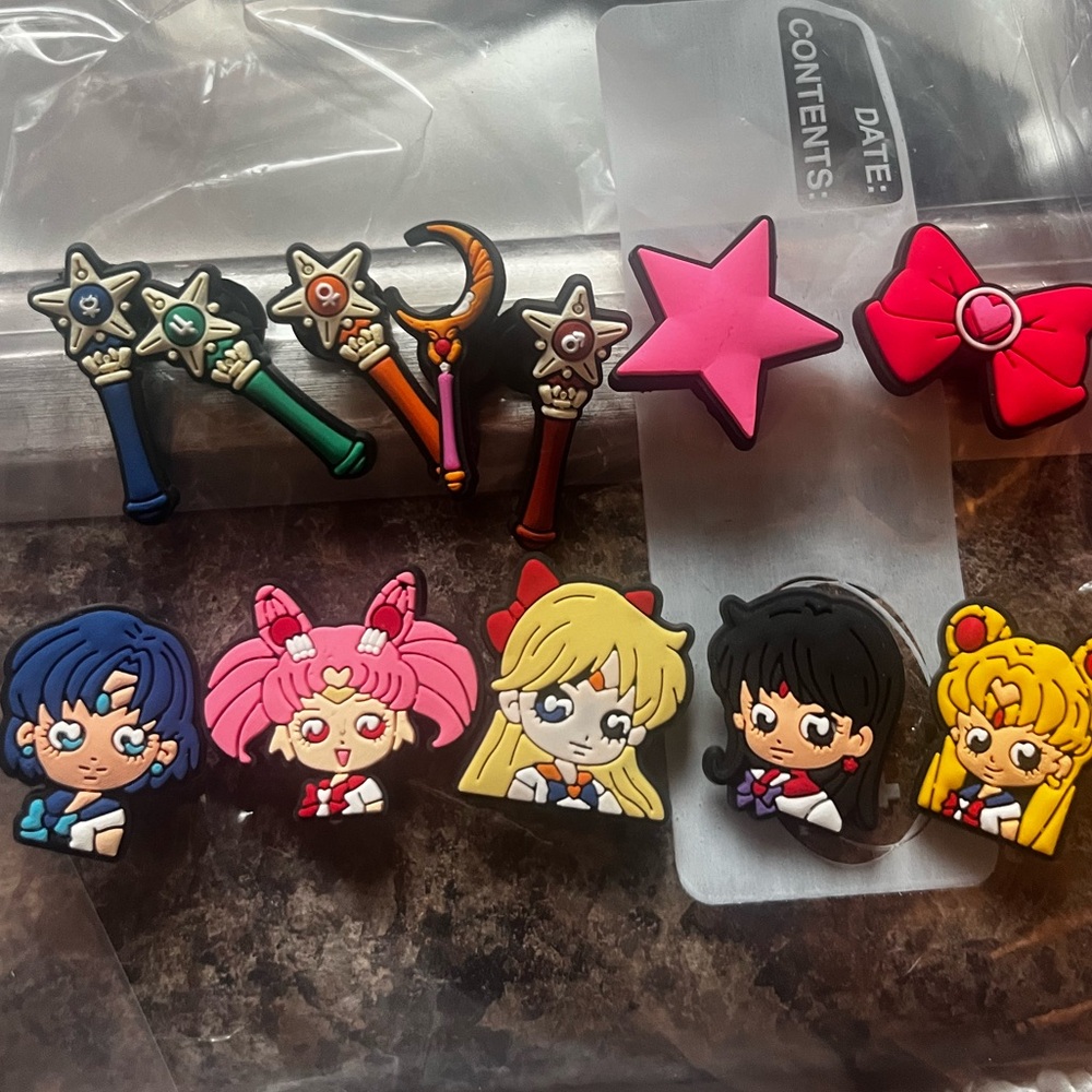 Sailor Moon Character and Wand Croc Charms - New